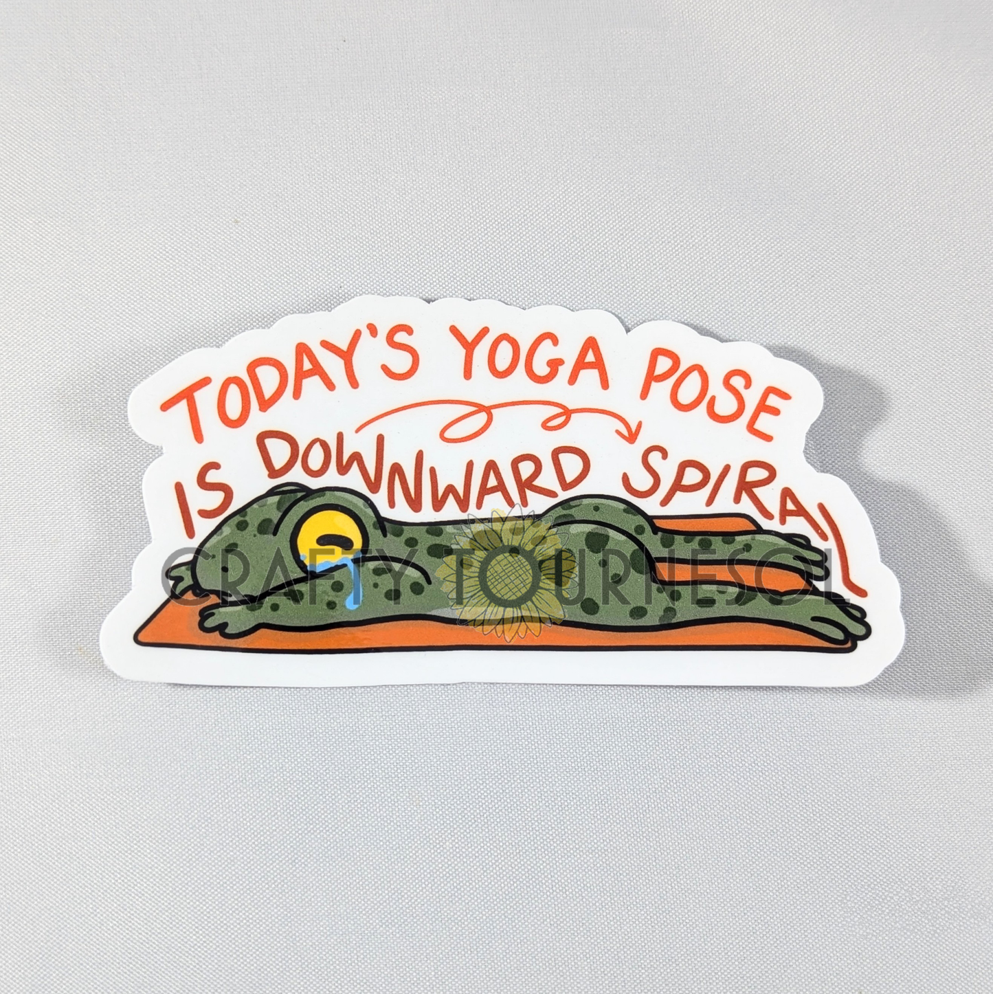 Today's Yoga Pose Is Downward Spiral, Frog 4" Vinyl Sticker