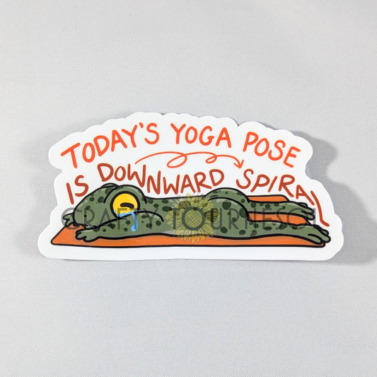 Today's Yoga Pose Is Downward Spiral, Frog 4" Vinyl Sticker