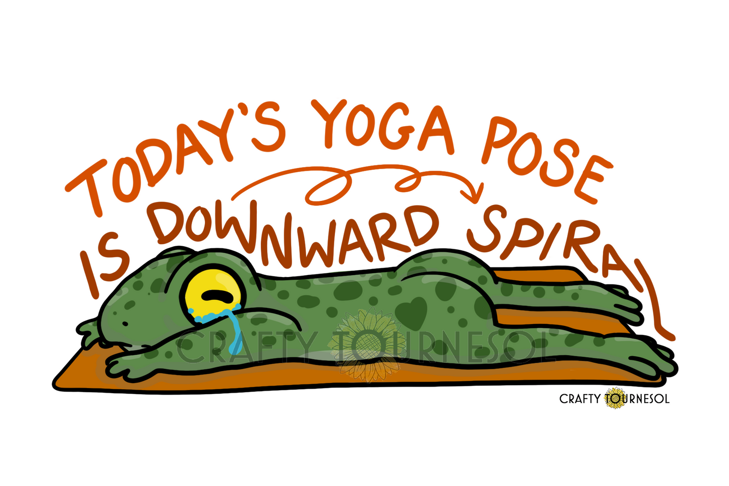 Today's Yoga Pose Is Downward Spiral Frog, 4"x6" Art Print