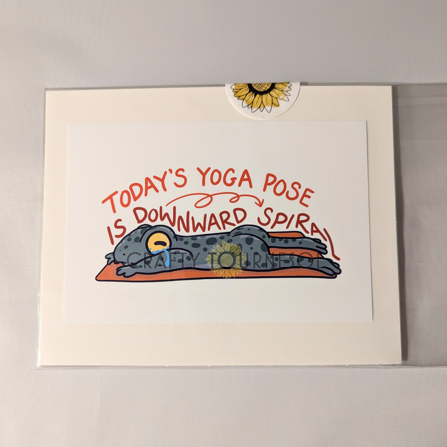 Today's Yoga Pose Is Downward Spiral Frog, 4"x6" Art Print