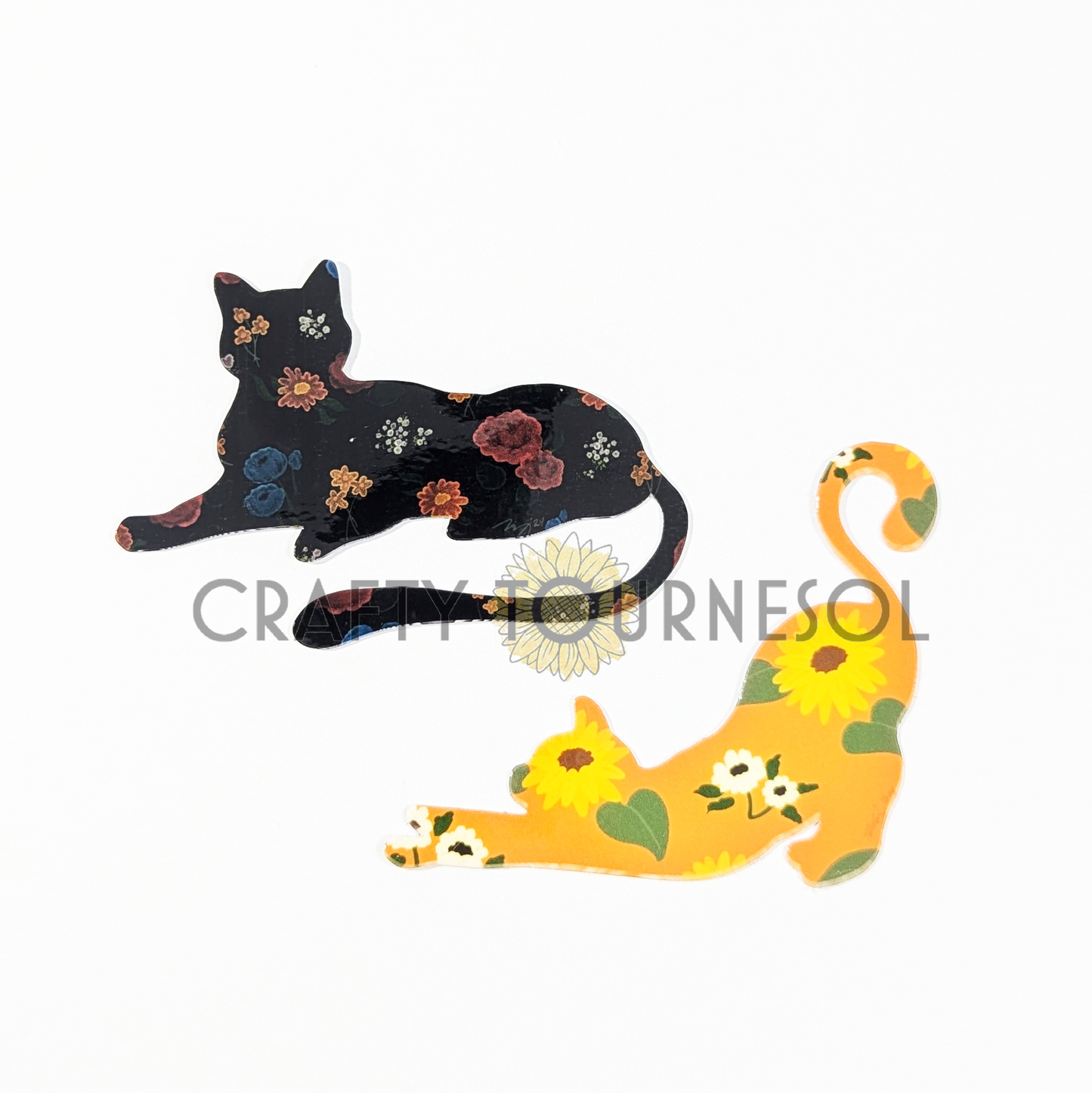 Floral Cat Vinyl Sticker