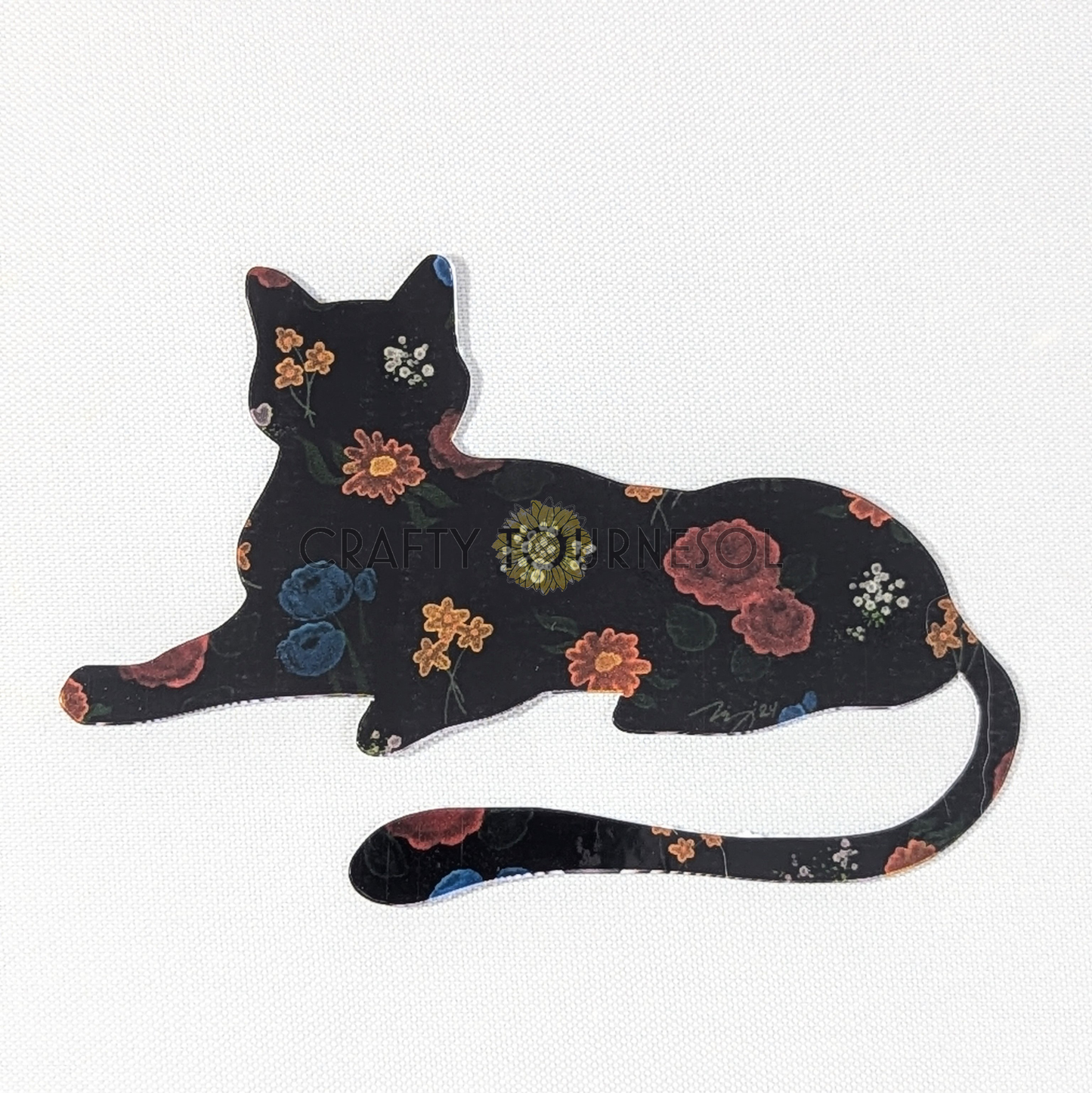 Floral Cat Vinyl Sticker