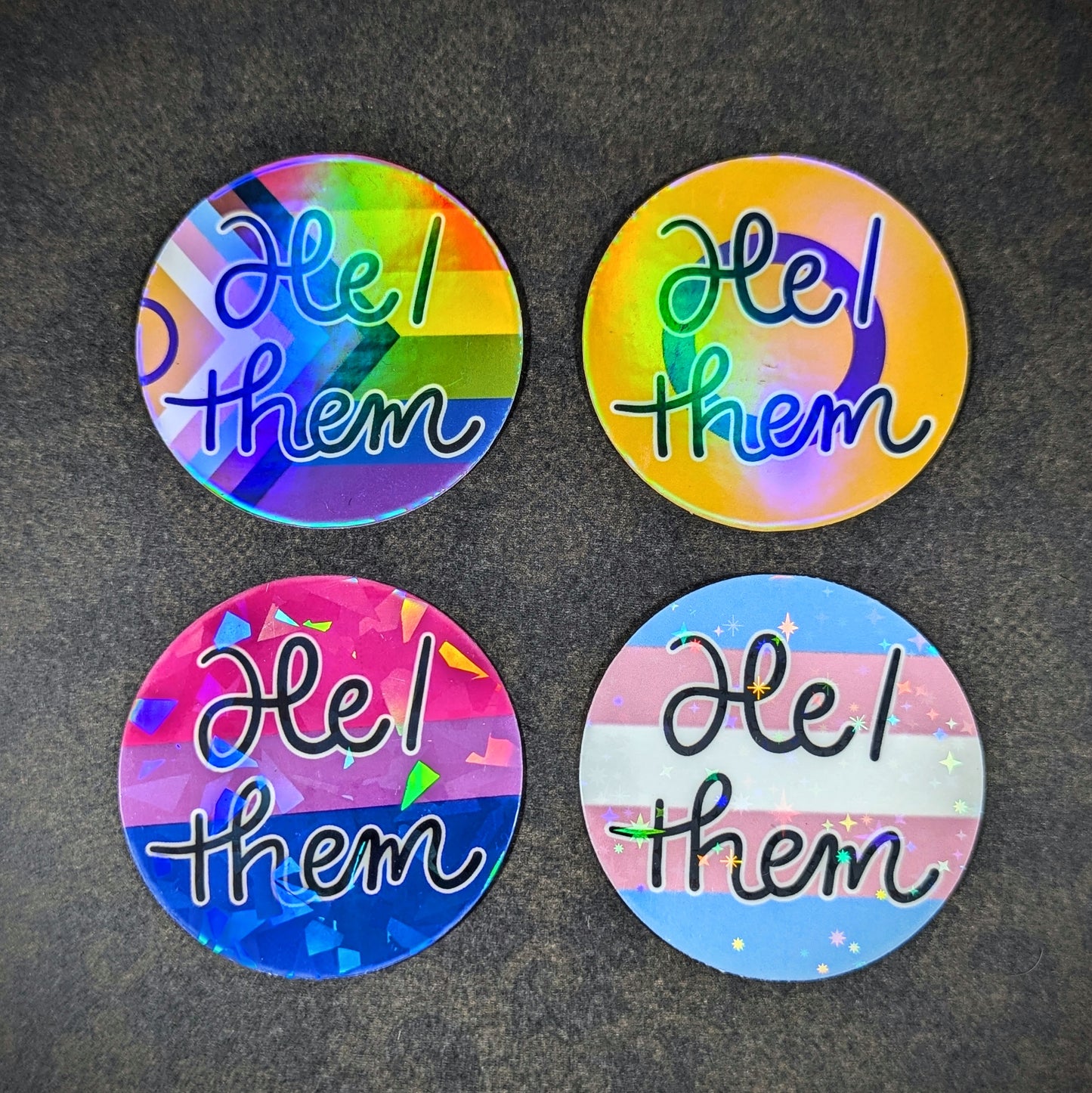 LGBTQIA+ Pronoun Flag Holographic Vinyl Sticker