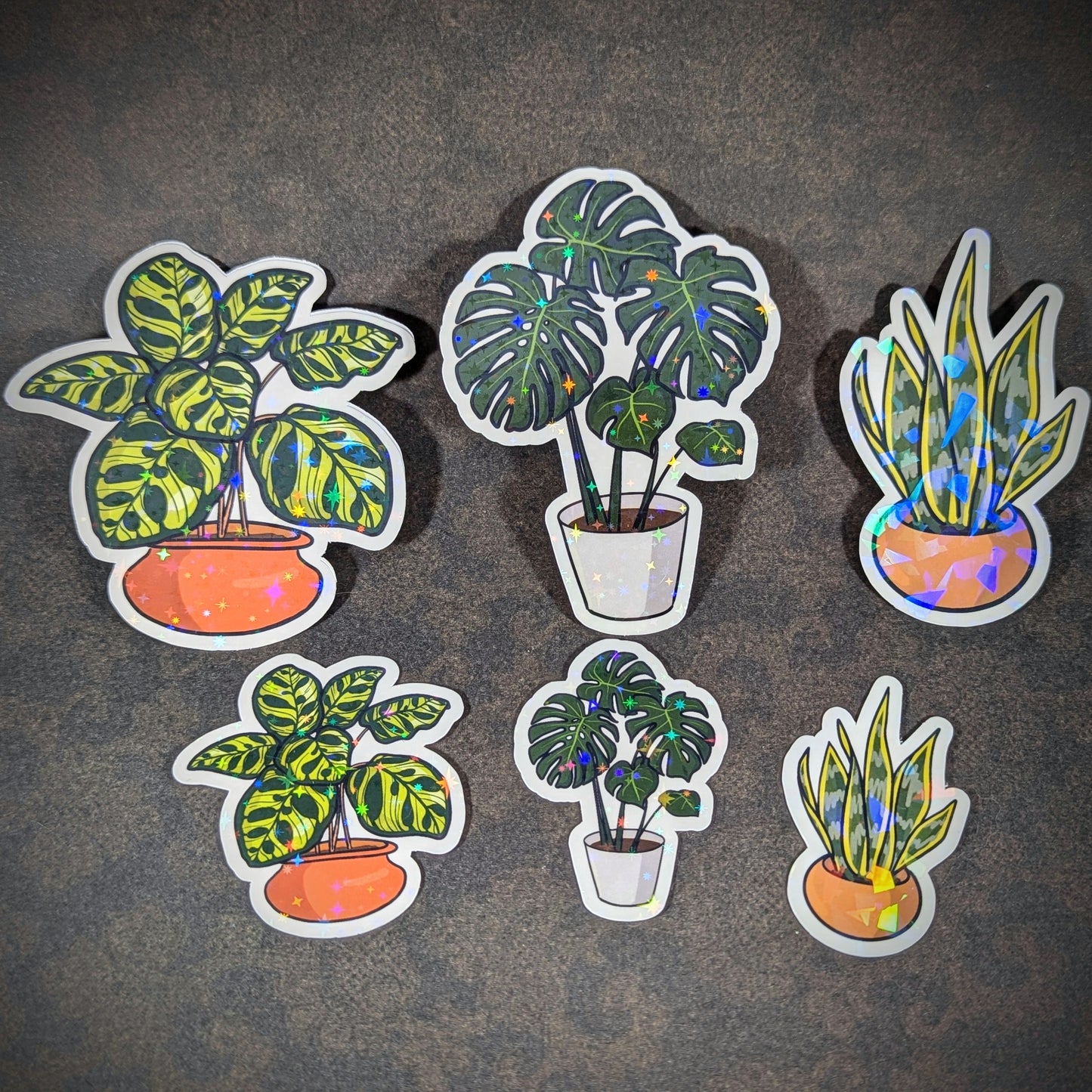 Houseplant Holographic Vinyl Sticker Trio 2" or 3"