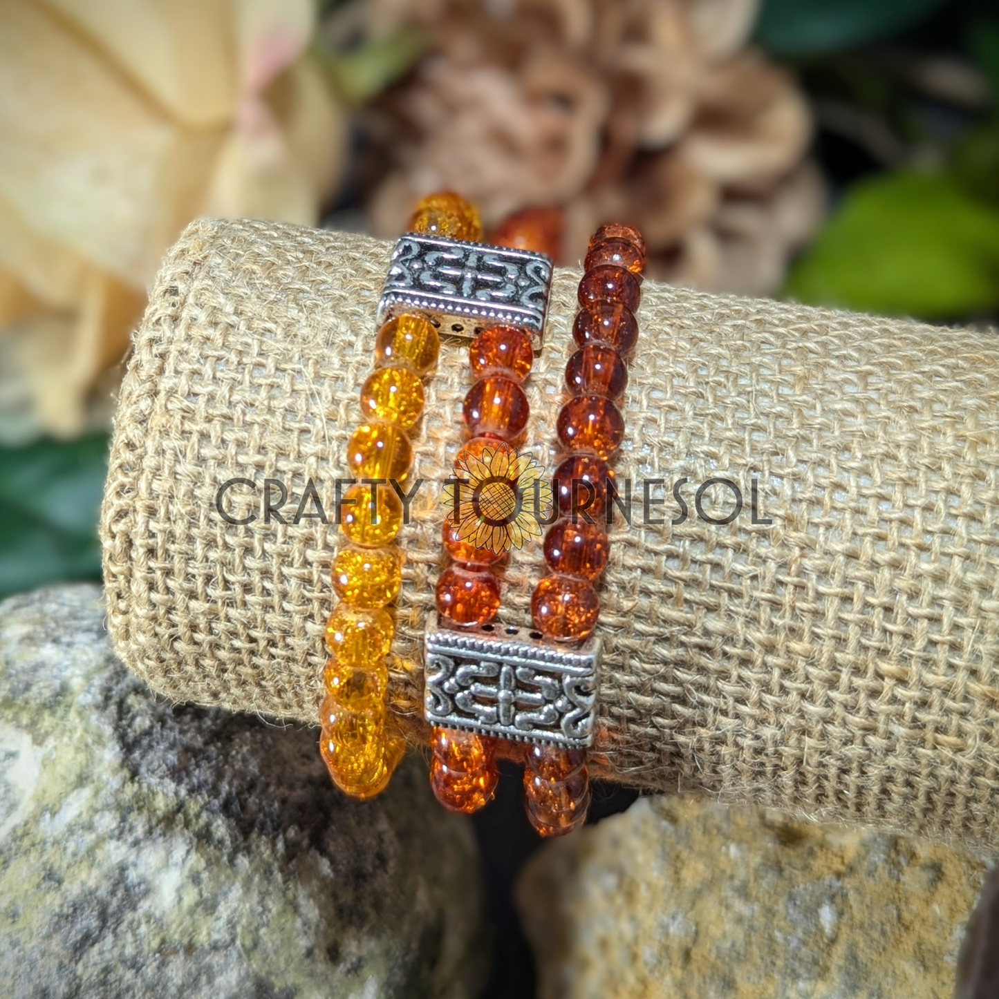 Triple Stringed Amber Bracelet 7"